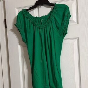 Grace Green Ruffled Short Sleeve Top